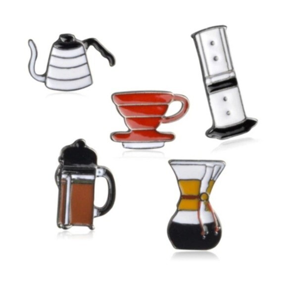 Coffeepots of the World Enamel Pin Set - 5 pins of cute coffee pot styles - Picture 3 of 3